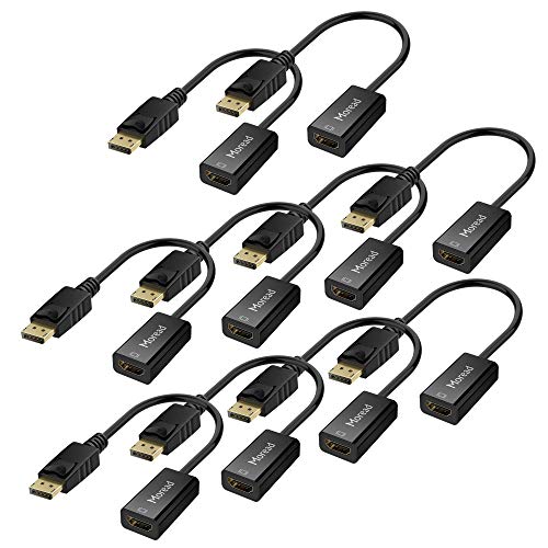 Book Cover Moread DisplayPort (DP) to HDMI Adapter, 10 Pack, Gold-Plated Uni-Directional Display Port to HDMI Converter (Male to Female) Compatible with Computer, Desktop, PC, Monitor, Projector, HDTV - Black
