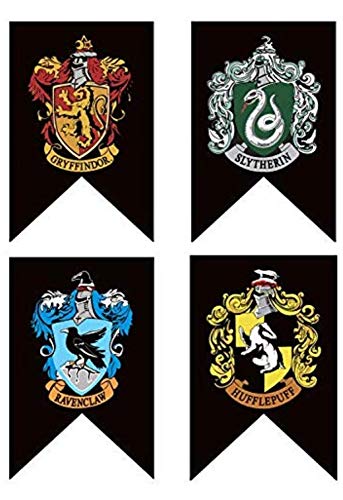 Harry Potter Banner - Complete Hogwarts House Wall Banner-Ultra Premium - Indoor Outdoor Party Flag - Gryffindor, Slytherin, Hufflepuff, Ravenclaw Banner Set (4PACK)