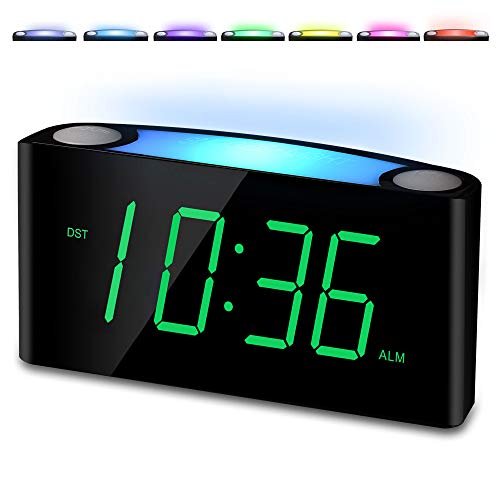 Digital Alarm Clock for Bedroom, 7" Large LED Display Clock with Night Light, USB Phone Charger, Dimmer, Battery Backup, Easy to Set Extra Loud Bedside Clock for Heavy Sleeper Kid Senior Teen Boy Girl