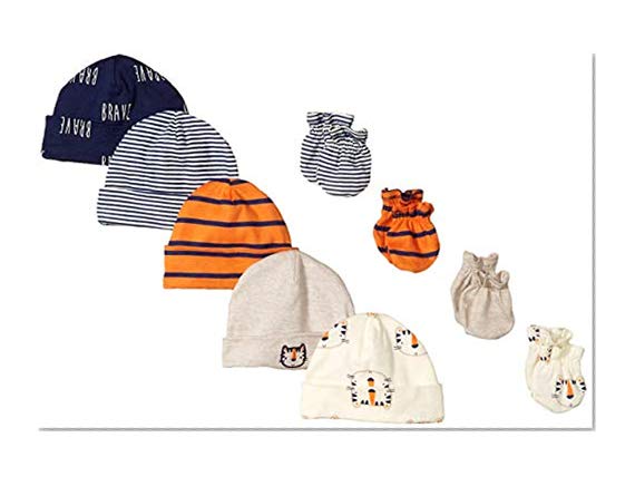 Gerber Baby Boys' 9-Piece Cap and Mitten Bundle