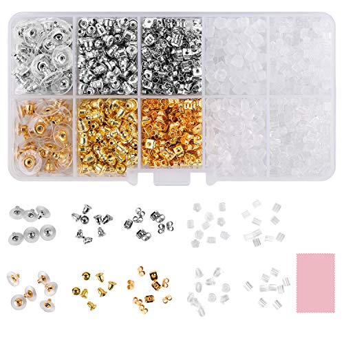 Book Cover 1200Pcs Earring Backs, Earring Backings iBayam 10 Styles Earring Back Clips Earring Backs Butterfly Metal Rubber Plastic Secure Earring Backs for Safety (1200PCS/600Pairs)