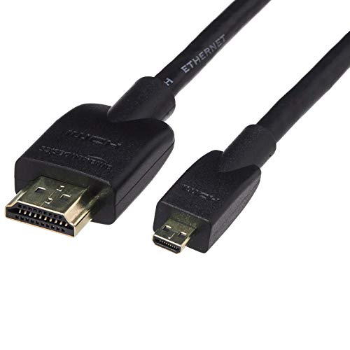 Amazon Basics Micro HDMI to HDMI Cable, 18Gbps High-Speed, 4K@60Hz, 2160p, 48-Bit Color, Ethernet Ready, 6 Foot, Black