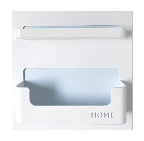7U Bedside Shelf Organizer, Small White Plastic Stick on Wall Mounted Adhesive Floating Shelf Caddy Holder for Phone Charge, Remote, Earphone, Glasses in Dorm, Bedroom, Office, Rv (2 Holder)