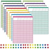 Youngever 17 Inch x 22 Inch Multi-Color Laminated Dry Erase Incentive Chart with Reward Stickers for Chore Responsibility, School Attendance, Homework Progress Tracking Chart (12 Charts 960 Stickers)