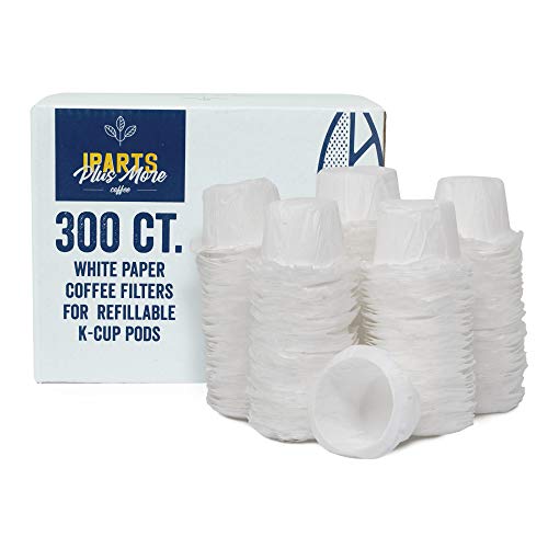iPartsPlusMore White Paper Coffee Filter Inserts For Reusable Pods - Disposable & Biodegradable - Universally Compatible with Keurig K-Cup Filters (300 ct)