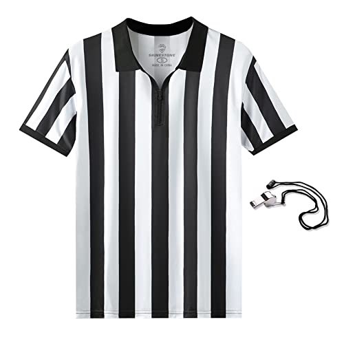 Referee Shirts, Men's Basketball Football Sports Referee Umpire Shirt Referee Jersey Costume Short Sleeves, Wicking and Quick Drying, Perfect for Outdoor Sports (Large)
