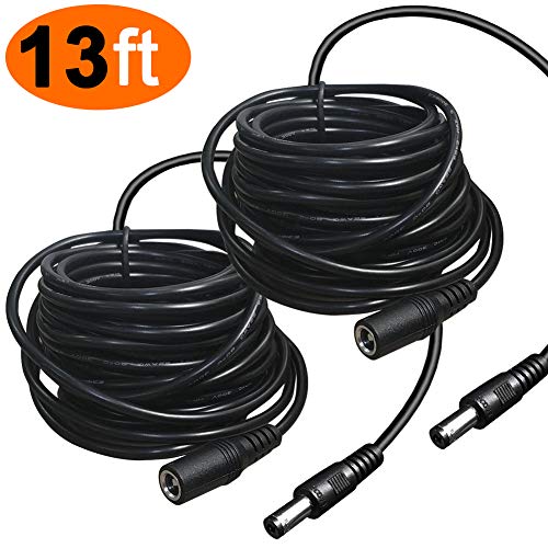 SCOVEE 13ft 2Pack 2.1mm x 5.5mm DC Plug Power Adapter Extension Cable Cord for 12V CCTV Security Wireless IP Camera, LED, Car, More