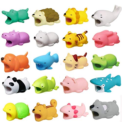 20 Pieces Cable Animal Bites Cute Animal Cable Protector for iPhone Cable Charging Cord Saver, Cute Creature Bites Cables Charger Protector Accessory