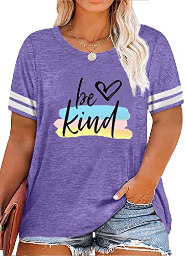 Plus Size Women Be Kind Shirts Cute Kindness Heart Blessed Graphic Tees Inspirational Teacher Tops