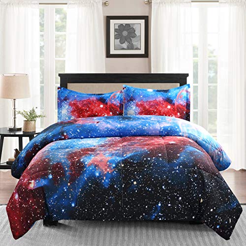 Book Cover Juwenin bedding, 3 Pieces Galaxy Down Alternative Comforter Set with 2 Matching Pillow Covers All Season, Fluffy, Warm, Soft & Hypoallergenic (Twin, xk05)