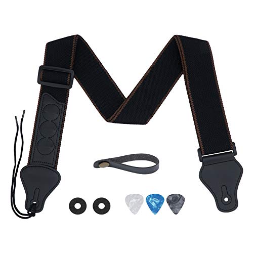 Book Cover tifanso Guitar Strap, Soft Cotton Guitar Straps With 3 Pick Holders, Strap Button Headstock Adaptor, 1 Pair Strap Locks and 3 Guitar Picks Set For electric/Acoustic Guitar