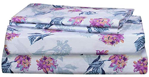 AURAA Essential 100% Cotton Sheet Set - 4 Piece Set,Soft & Smooth Percale Weave,16" DEEP Pocket, Hotel Bedding,Oeko-TEX Certified (Peached Big Blossom, Queen)