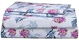 RENAURAA 100% Cotton Sheet Set - 4 Piece Set, Soft & Smooth Percale Weave, 16" DEEP Pocket, Luxury Hotel Bedding, Oeko-TEX Certified (Peached Big Blossom, Queen)