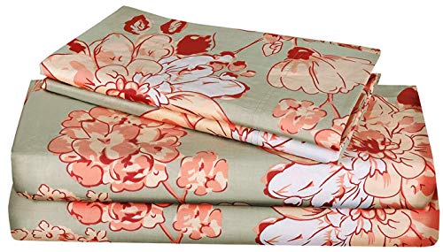 Book Cover RENAURAA 100% Cotton Sheet Set - 4 Piece Set, Soft & Smooth Percale Weave, 16