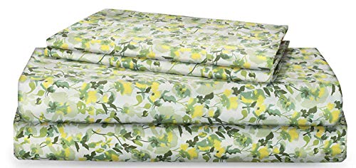 RENAURAA 100% Cotton Sheet Set - 4 Piece Set, Soft & Smooth Percale Weave, 16" DEEP Pocket, Luxury Hotel Bedding, Oeko-TEX Certified (Peached Tiny Floral, Queen)