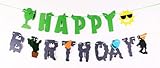 RORARO Plants VS Zombies Felt Birthday Banner - PVZ Party Decorations - Party Supplies For PVZ zombies Party Banners Décor