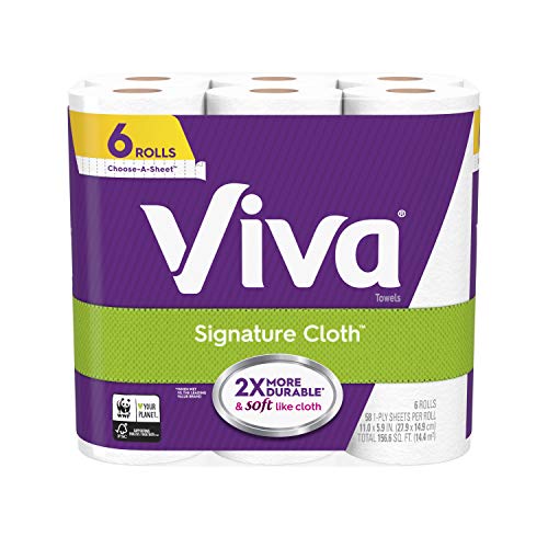 VIVA Signature Cloth Choose-A-Sheet Kitchen Paper Towels, White (58 Sheets Per Roll), 6 Rolls (Pack of 1)