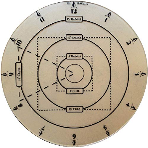 TABLE TOP RPG AOE SPELL DAMAGE TEMPLATE - For 1" Grid or Hex Tabletop Game Mat, Area Effect Template Great for Dungeons and Dragons Starter Set, Players of DND & Other RPG Gaming Board Map Accessories