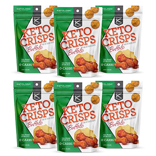 KetoLogic Keto Cheese Crisps: Buffalo â€“ Oven Baked, Sustainably Sourced, Keto Snacks - Low Carb, High Fat, High Protein, Gluten Free, 1.75 Ounce (Pack of 6)