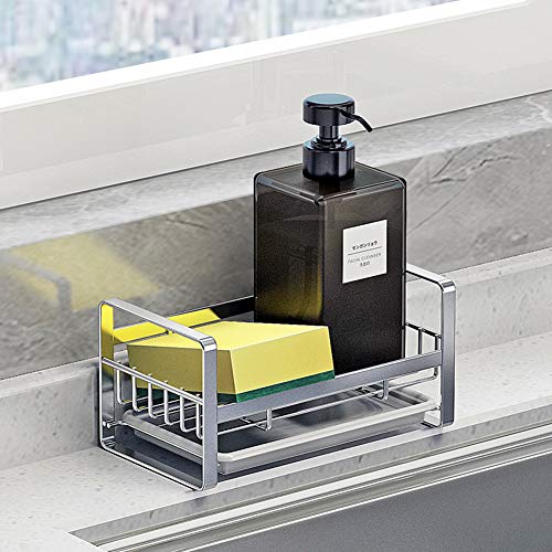 Kitchen Sponge Holder - Kitchen Sink Organizer - Sink Caddy - Sink Tray - Soap Holder - SUS304 Stainless Steel,Silver