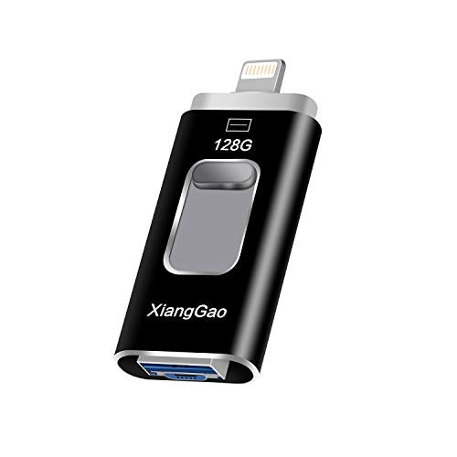iOS Flash Drive 128GB iPhone Memory Stick,XiangGao Thumb Drive USB 3.0 Lightning Memory Stick for iPhone iPad Android and Computers (Black-128GB2)