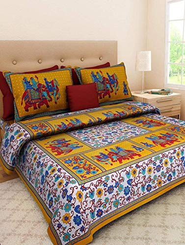 Book Cover xtore Traditional Jaipuri Print King Size Double Bed Sheet with 2 Pillow Covers (100% Cotton) - Premium Quality