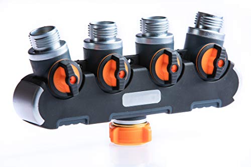 2wayz 4 Way Garden Hose Splitter, Upgraded (2019) Highly Durable Water Manifold Connector. Colors May Vary!