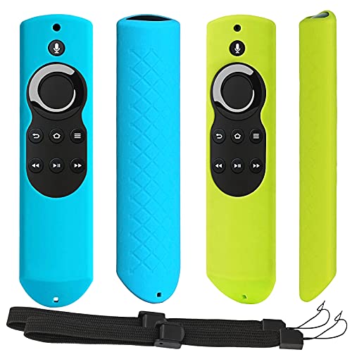 Book Cover [2 Pack] Anti-Slip Shockproof Silicone Remote Case Cover with Lanyard for Fire TV with 4K Alexa Voice Remote (2017 Edition) (2nd Gen) / Fire TV Stick Alexa Voice Remote (Green + Turquoise)