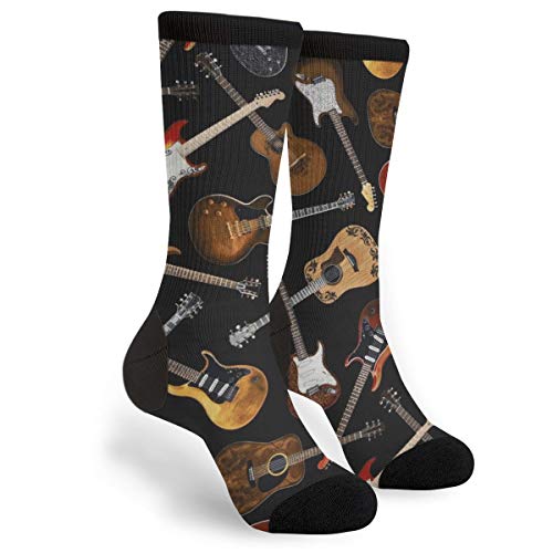 Guitars Black Casual Cool 3D Printed Crazy Funny Colorful Fancy Novelty Graphic Crew Tube Socks