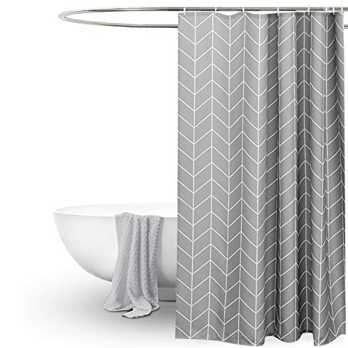 Book Cover EurCross Long Shower Curtain 72x78 inch, Gray White Geometric Fabric Shower Curtains for Bathroom Showers, Stalls and Bathtubs, Machine Washable