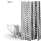 Long Shower Curtain 72x78 Inch, Grey Chevron Pattern Polyester Fabric Shower Curtains, Machine Washable, 180x200