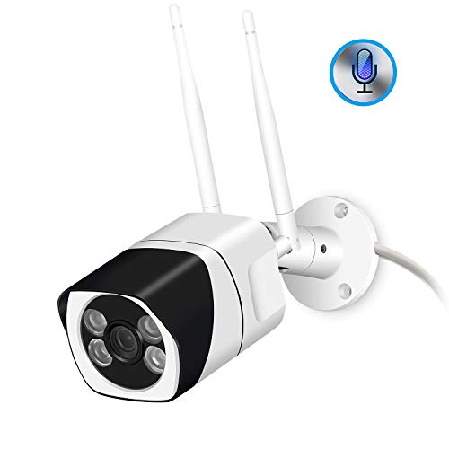 Outdoor WiFi Security Camera, 1080P Wi-Fi IP Camera Two Way Audio Motion Detection Remote Viewing FTP Onvif Night Vision IP66 Waterproof Bullet Surveillance CCTV Cam Support Max 128G SD Card(NO Card)