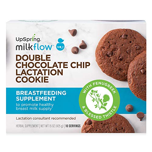 Book Cover UpSpring Milkflow Double Chocolate Chip Lactation Cookies with Fenugreek and Blessed Thistle for Lactation Support for Breastfeeding Moms, 10 Servings, 2 cookies per serving