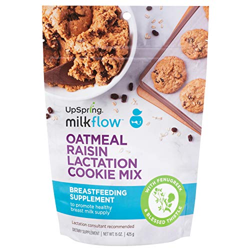Book Cover UpSpring Milkflow Fenugreek and Blessed Thistle Lactation Cookie Mix, Oatmeal Raisin, 24 Cookie Batter Package, to Support Healthy Breastmilk Supply for Nursing Moms