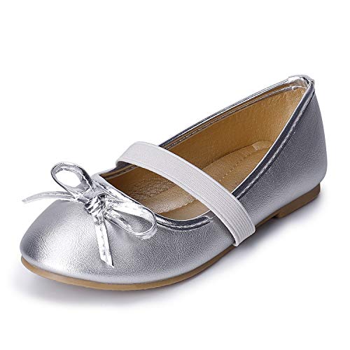 SANDALUP Girls Flats Slip-on Ballet Flats with Elastic Strap and Bow Knot