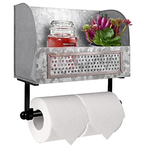 Autumn Alley Industrial Farmhouse Galvanized Metal Double Roll Toilet Paper Holder, Industrial Bathroom, Farmhouse Bathroom