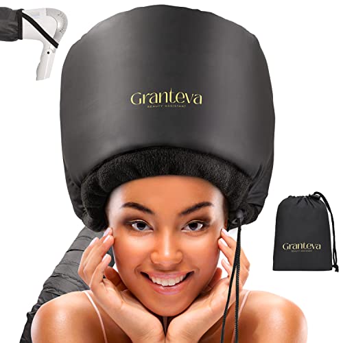 Book Cover Hair Dryer Bonnet w/A Headband Integrated That Reduces Heat Around Ears & Neck - Hair Dryer Hooded Diffuser Cap for Curly, Speeds Up Drying Time, Safety Deep Conditioning at Home - Portable, Large