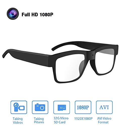 Book Cover Camera Glasses 1080P,HD Video Glasses Max 32GB Memory Card - Eye Glasses with Camera - Wearable Camera