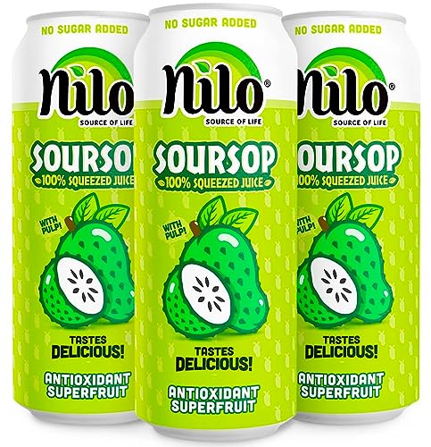 NILO Soursop Juice | 100% Real Guanabana Soursop Graviola | NO Sugar added | NOT From Concentrate | 16.57 oz (Pack of 12)
