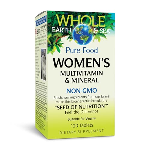 Natural Factors Whole Earth & Sea Women's Multivitamin & Mineral - Daily Whole Food Supplement with Iron, Vitamin C & More - Vegan, Non-GMO & Gluten-Free - 120 Tablets (60 Servings)