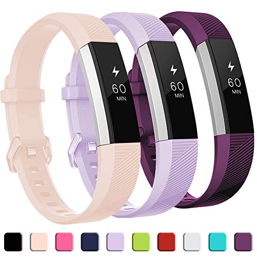 Book Cover GEAK for Fitbit Alta HR Bands, Replacement Bands for Alta,3 Pack,Small,Pink Lavender Plum