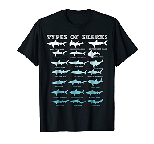 21 Types of Sharks Marine Biology T-Shirt Kids 8 Navy