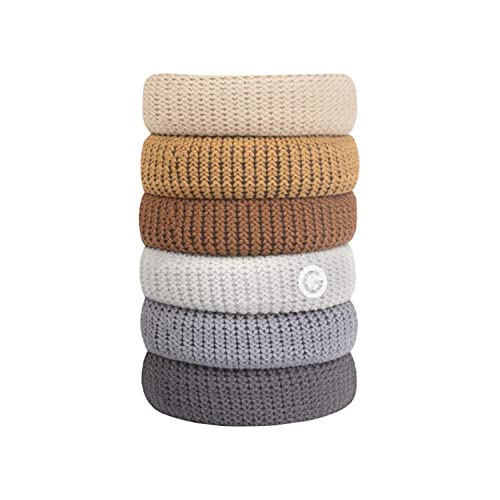 Gimme Beauty - Thick Fit No Damage Hair Ties - Choco - Seamless Microfiber Elastics - Thick Hair Accessories With All Day Hold - No Snagging, Dents, or Breakage Hair Tie Pack (6 count)