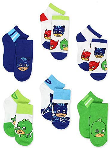 Book Cover PJ Masks Boys Girls 6 pack Quarter Style Socks Set (Shoe: 7-10 (Sock: 4-6), Blue/Multi Quarter)