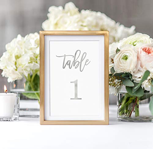 Tumbalina Silver Wedding Table Numbers, 4x6 Calligraphy Foil Design, Double Sided, (Silver, 1-25)