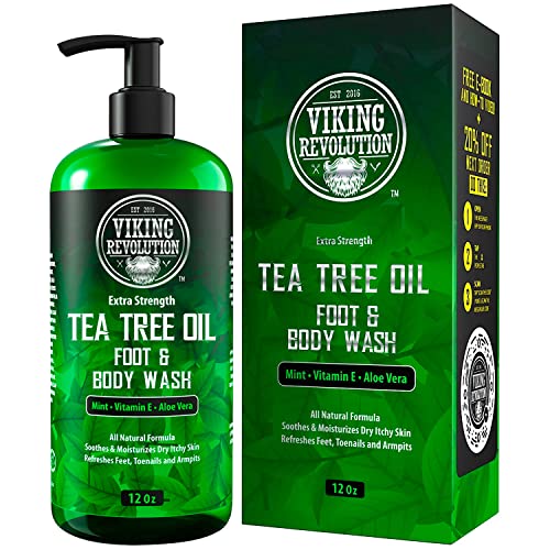 Book Cover Viking Revolution Tea Tree Body Wash Soap for Men - Helps Athlete's Foot, Jock Itch, Eczema & Body Odors - Extra Strength Tea Tree Oil Men's Body and Foot Wash