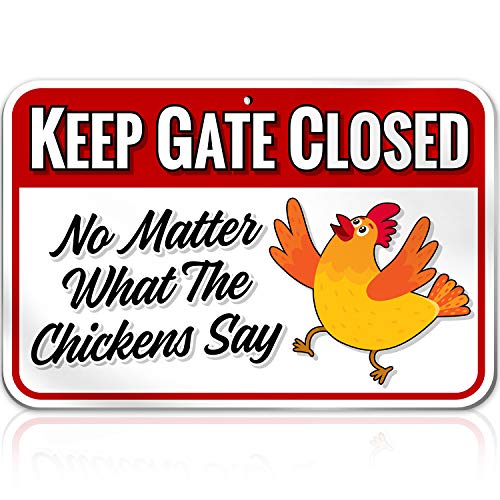 Keep Gate Closed Chicken Decor 9x12''-Christmas Chicken Yard Decorations Chicken Coop Accessories-Chicken Gifts for Chicken Lovers | PVC 9"x12'' - Chicken Toys