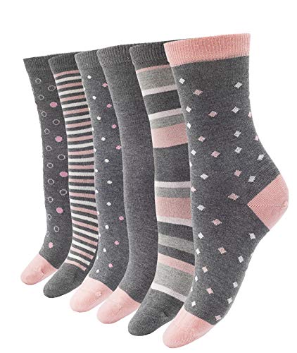 1SOCK2SOCK - Women's 6 Pack Bamboo Crew Socks - Soft, Fashionable, Casual, Colorful Socks - US Women’s 6-10