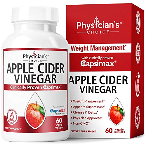 Book Cover Apple Cider Vinegar Capsules for Weight Loss Support (Award Winning Capsimax Formula), Fat Burners for Women & Men, Promotes Appetite Management, Metabolism Booster, Organic, Non-GMO, 60 Pills