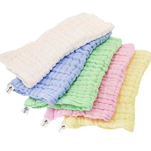 Organic Infant Burp Cloths (5 Pack - Large 18 x 12) | Ultra Absorbent Muslin Spit Up Rags | Premium Quality 100% Cotton Nursing Towels | Unisex Burpee Set for Baby Boys & Girls Organic Infant Burp Cloths (5 Pack - Large 18 x 12) | Ultra Absorben
